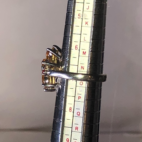 Sterling Silver Golden Citrine and Red Garnet Faceted Flower Ring Sz 7 - Picture 10 of 17